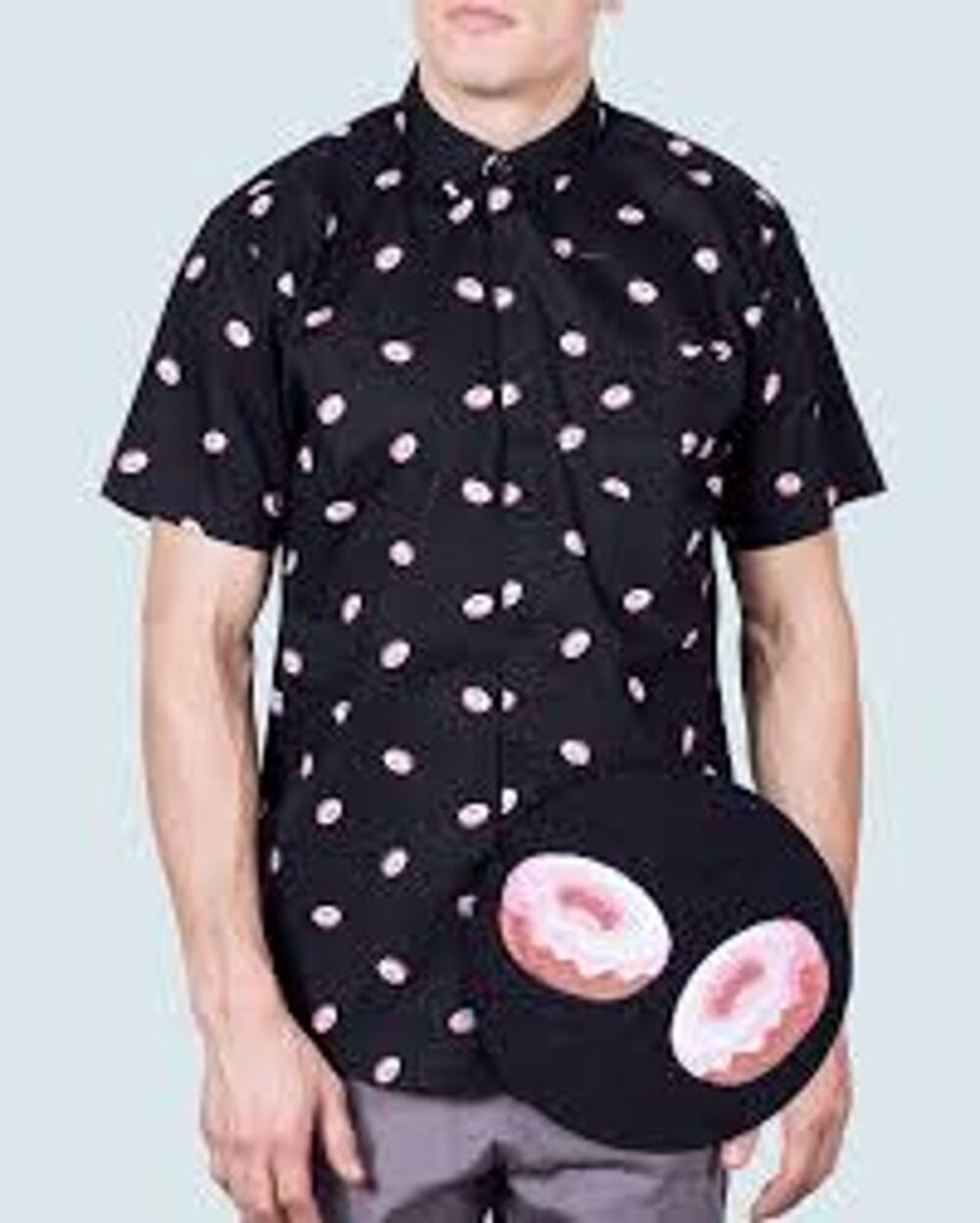 Visive Donut Print Button Down Shirt, Pink Frosted, 100% Cotton Sz 3X Large, New